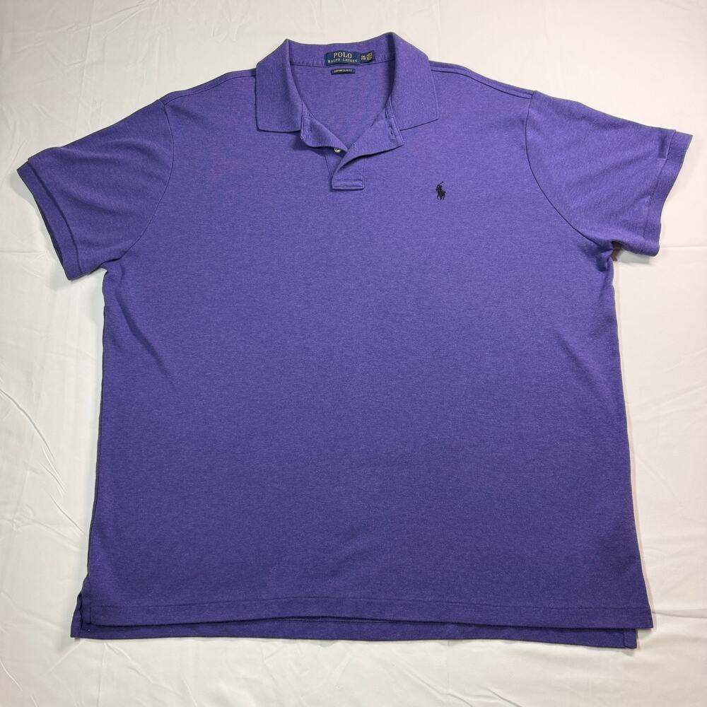Polo Ralph Lauren Mens Shirt XXL Purple Short Sleeve Embroidered Pony Logo Pique